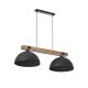 Lampa wisząca OSLO Czarna – metal i drewno, 2 żarówki E27